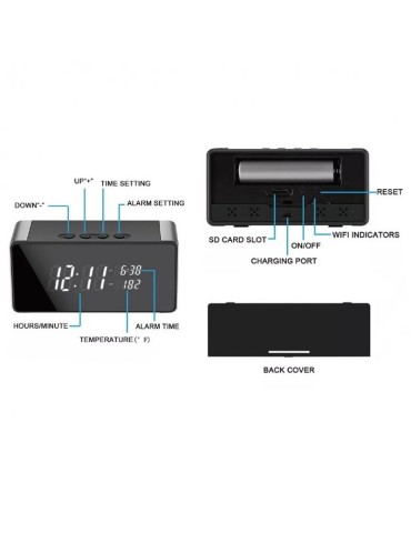 Alarm clock with hidden WiFi camera Secutek MDCKP06